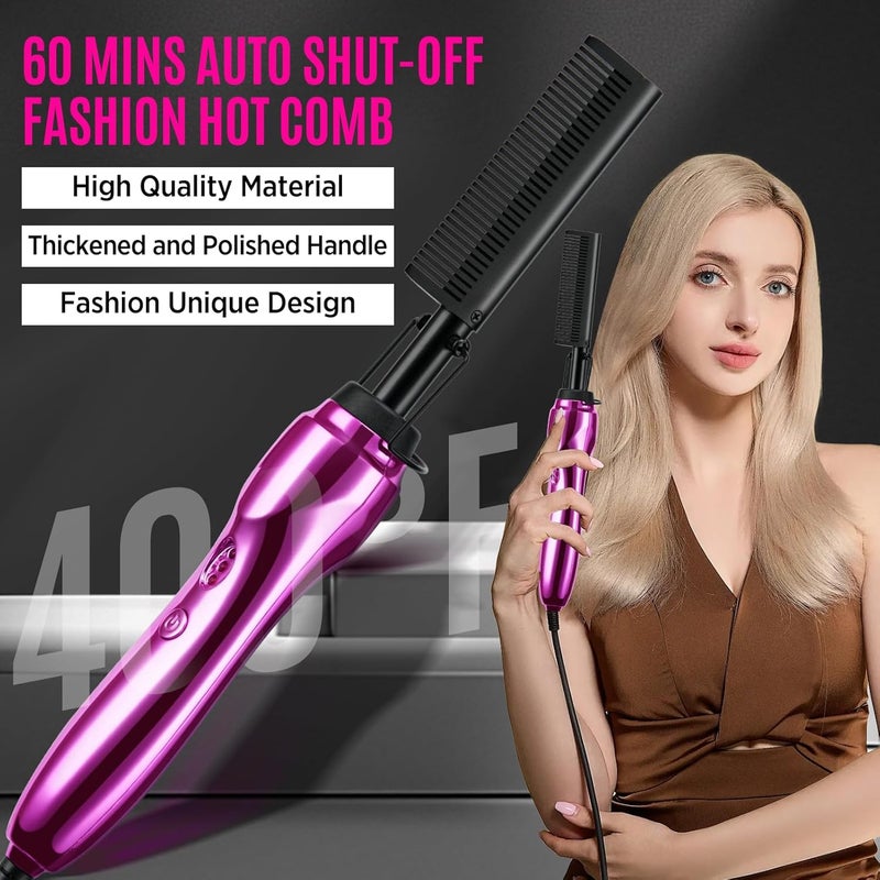 Goiple Hot Comb Hair Straightener Set for Lace Front Wigs - Heat Pressing Combs Ceramic Curling Flat Iron Electric Hot Comb for Wigs - Hair Straighteners Straightening Comb for Women Wig Installation Kit - Image 4